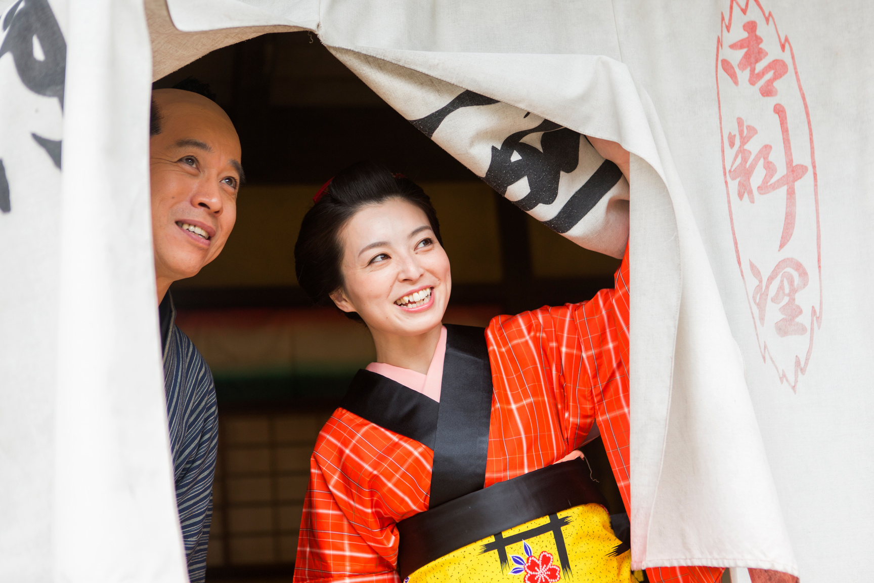 japanese merchant and housewife in toei studio oldtown kyoto japan